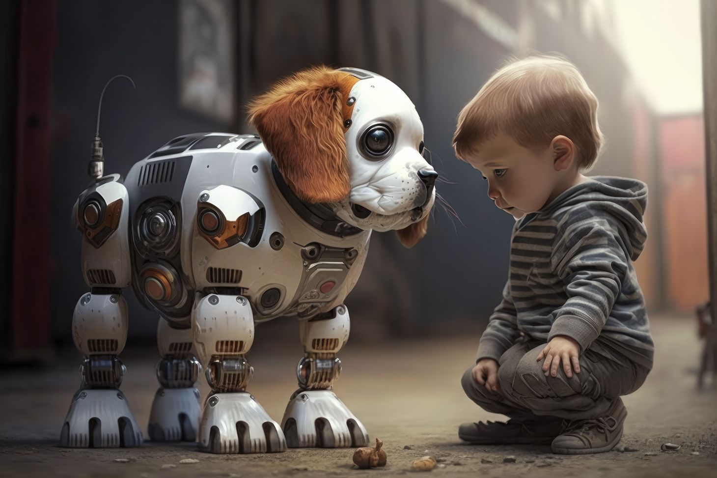 Image of bog playing with AI dog. (Image was generated by AI)