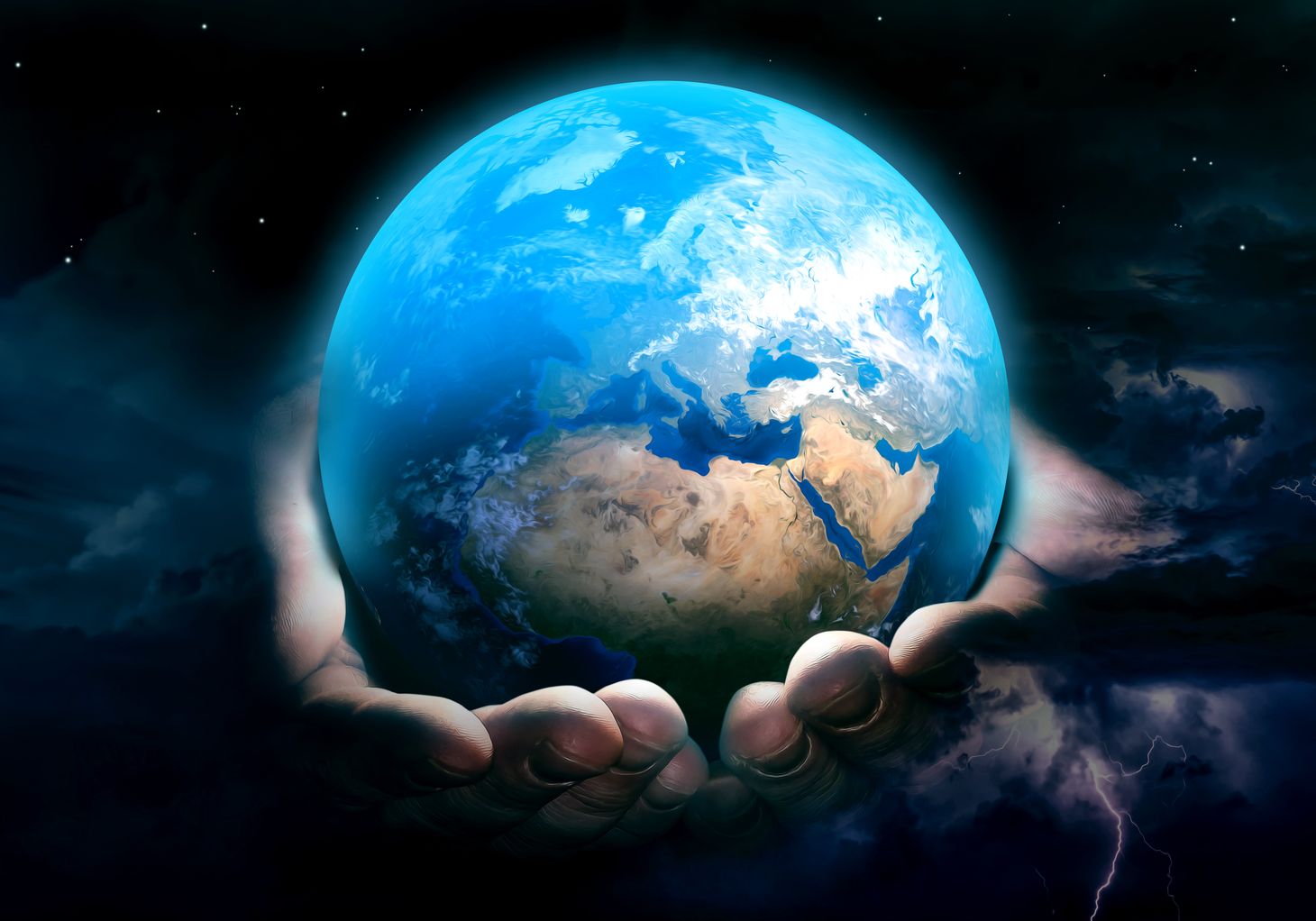 Image of the Earth in Gods hands