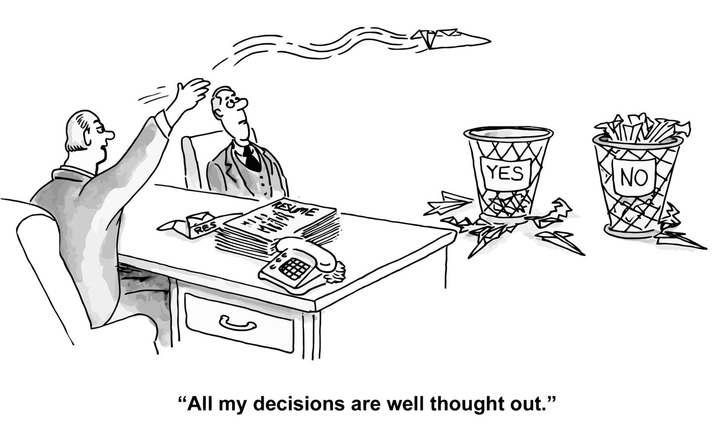 Cartoon about lazy thinking and decision making