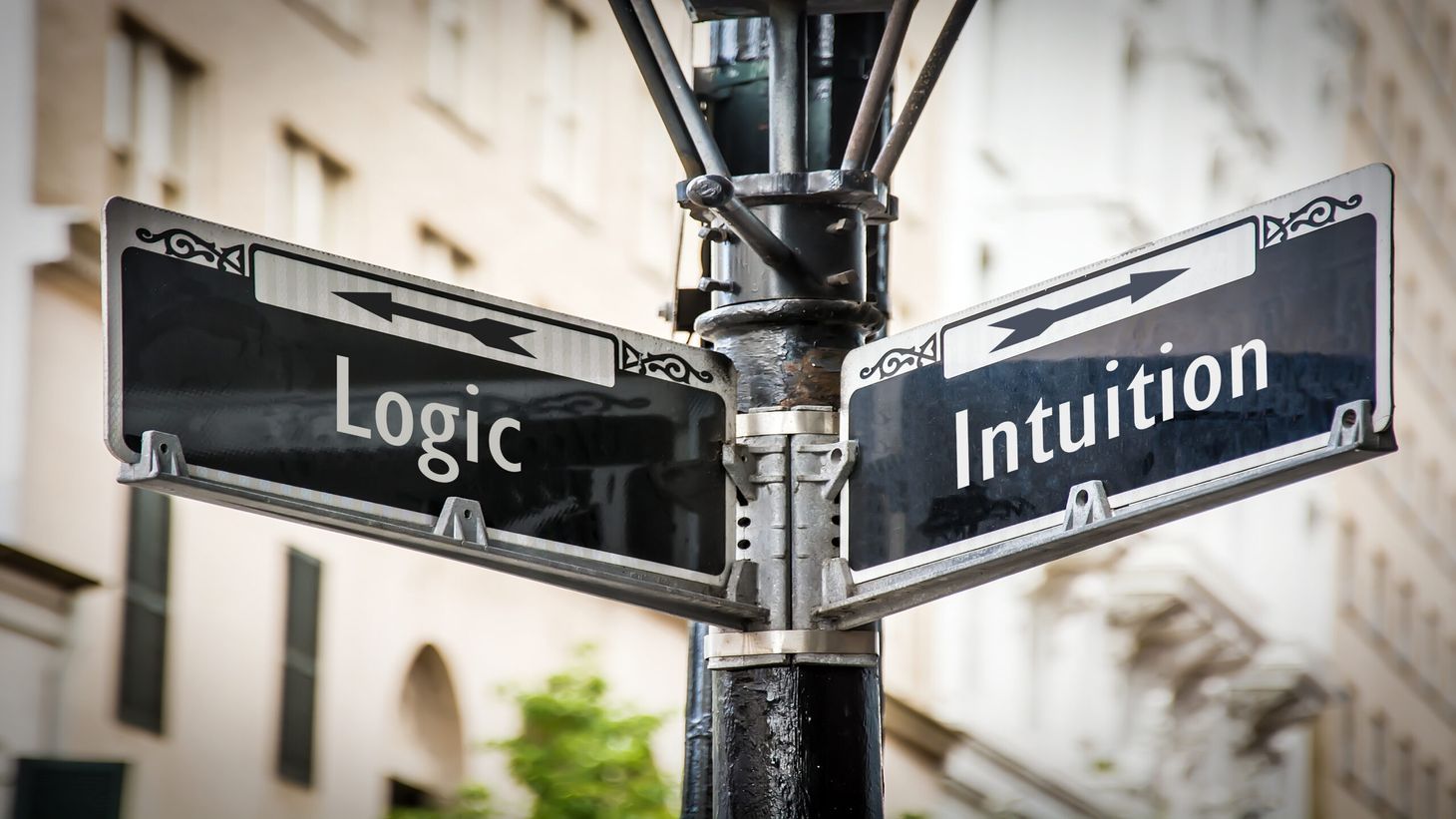 a picture of a street sign on logic and intuition