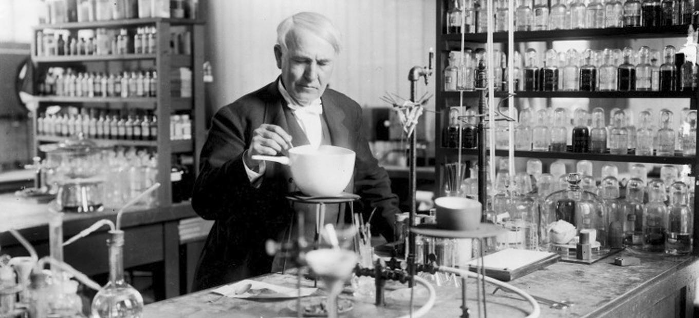 Thomas Edison inventing and discovering innovations